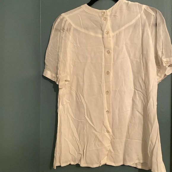 April Cornell cream women’s blouse - medium - back buttons - front tie - Picture 5 of 6